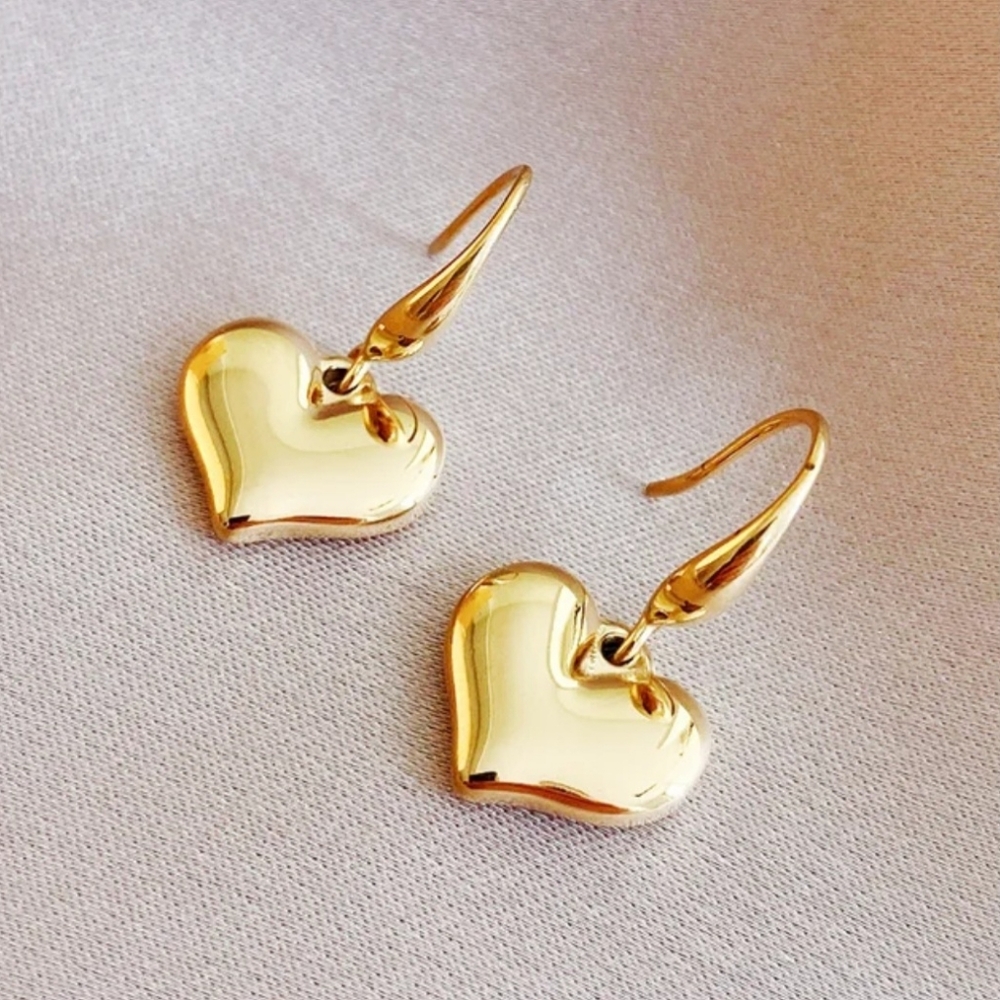 18K Gold Stainless steel Heart Hoop Earrings